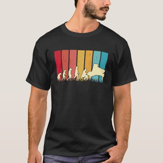 T-shirt Piano Evolution Retro Piano Player Pianist  1 (Devant)