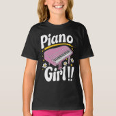 T-shirt Piano Girl super - Retro Pink Grand Piano (Devant)