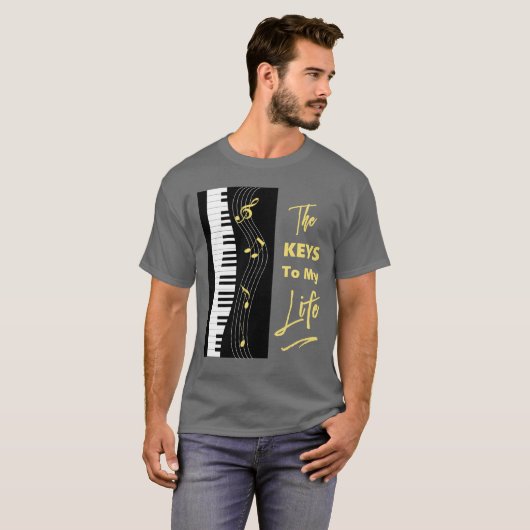 T-shirt Piano Keyboard Players Fun Music Notes Graphique (Devant entier)