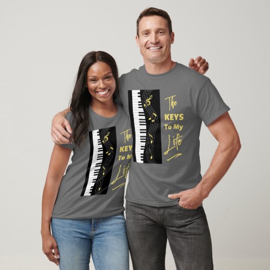 T-shirt Piano Keyboard Players Fun Music Notes Graphique (Unisexe)
