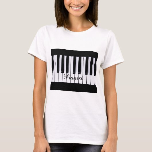 T-shirt Piano noir et blanc de clés (Devant)