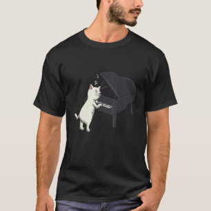 T-shirt Piano Player Musicien Compositeur Treble Cat Whisp