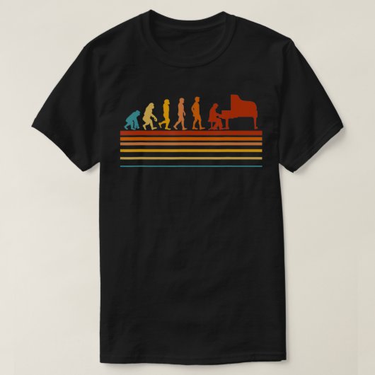 T-shirt Piano Player Pianist Evolution Retro (Design devant)