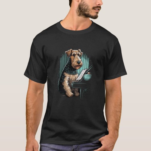 T-shirt Piano playing Airedale Terrier (Devant)