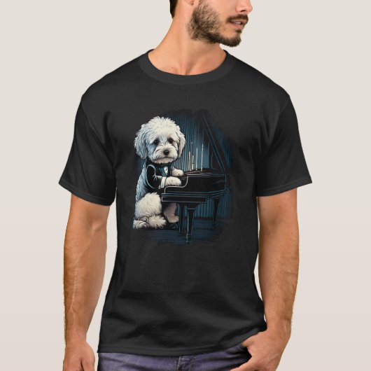 T-shirt Piano playing Havanese (Devant)