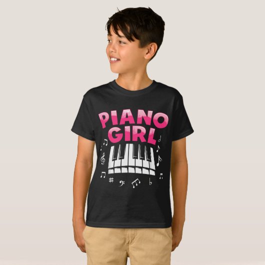 T-shirt Piano Pour Filles Femmes Musique Piano Joueur Clé (Devant entier)