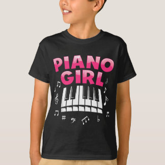 T-shirt Piano Pour Filles Femmes Musique Piano Joueur Clé 