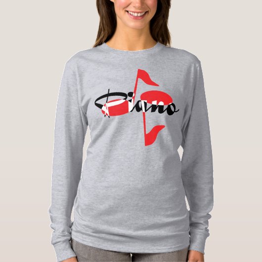 T-shirt Piano Red Notes (Devant)