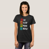T-shirt Piano Slogan Manger Sleep Répéter Réussite Lire mu (Devant entier)