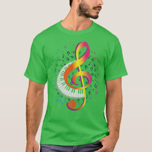 T-shirt Piano Treble Clef Rétro Musicien Pianiste
