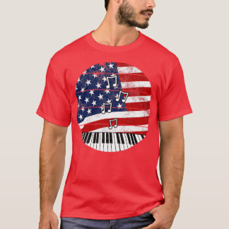 T-shirt Piano USA Drapeau Pianiste musicien 4 juillet