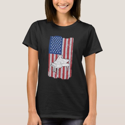 T-shirt Piano Usa Flag Piano Player Pianist (Devant)