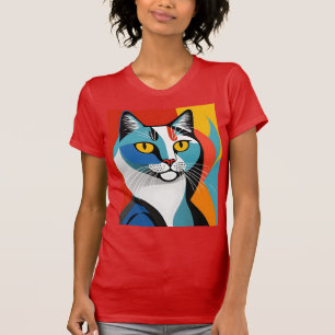 T-shirt Picasso, Chat, Famille, Kitzch, Art, Whiskers, Col