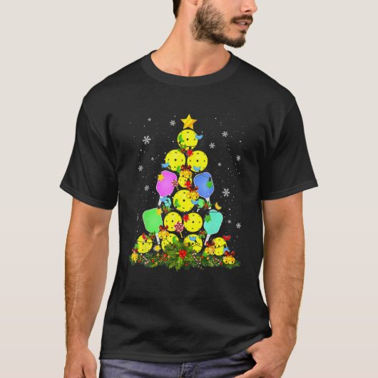 T-shirt Pickball Christmas Tree Père Noël Pickleball (Devant)