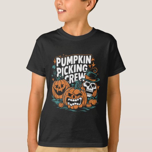 T-shirt Picking Crew Funny Citrouille Patch Costume d'Hall (Devant)