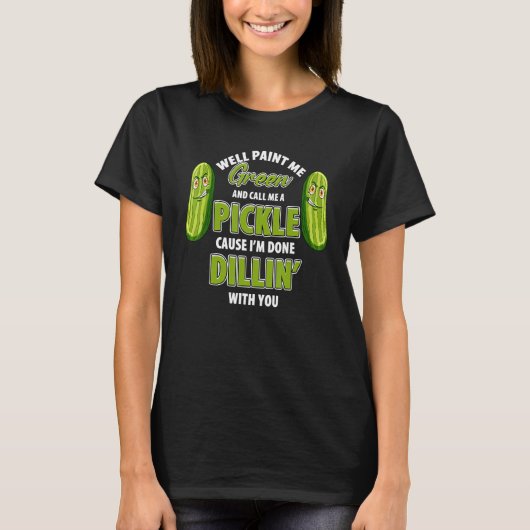 T-shirt Pickle Vert Dillin Plaisanter Pun Végétarien Conco (Devant)