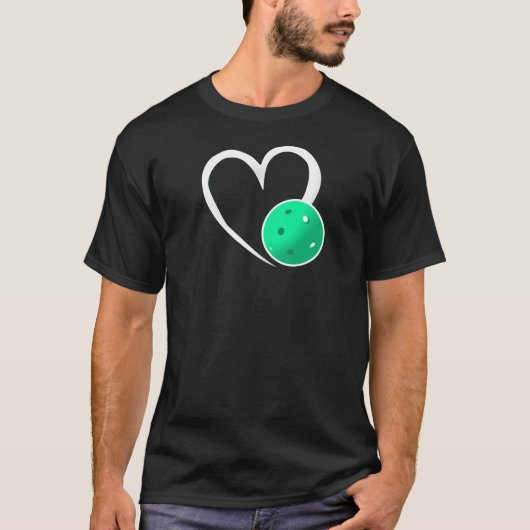 T-shirt Pickleball Aimer Coeur Blanc Turquoise Pickleball (Devant)