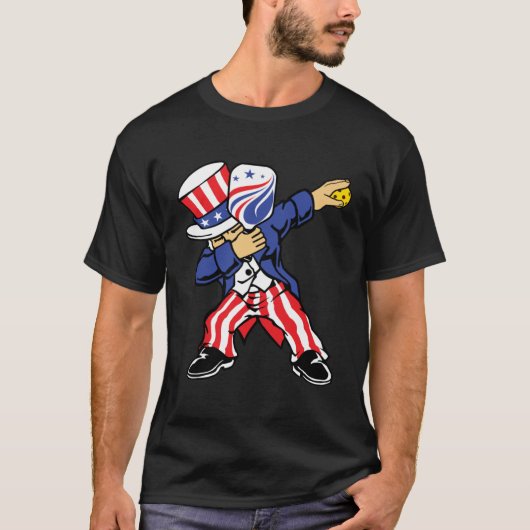 T-shirt Pickleball American Flag 4th of July Uncle Sam Dab (Devant)