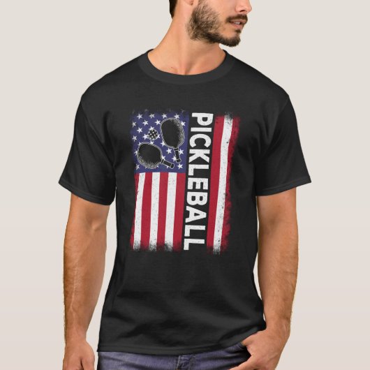 T-shirt Pickleball American Flag Pickleball Vintage (Devant)