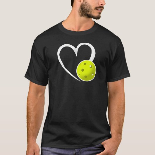 T-shirt Pickleball Amour Coeur blanc Pickleball Jaune (Devant)