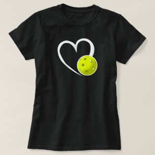 T-shirt Pickleball Amour Coeur blanc Pickleball Jaune