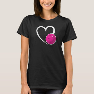 T-shirt Pickleball Amour Coeur blanc Purple Pickleball