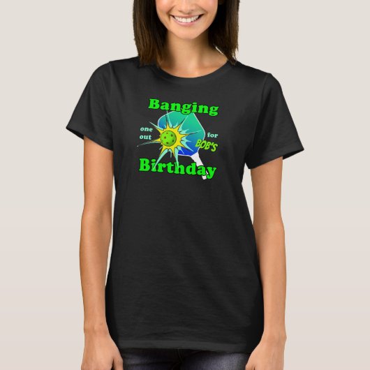 T-shirt Pickleball Anniversaire Bleu Vert Boulangage Perso (Devant)