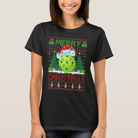 T-shirt Pickleball   Arbre de Noël Père Noël laid Pickleba (Devant)