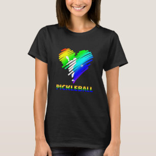 T-shirt Pickleball Arc-en-ciel Couleurs Coeur Amour Paddle