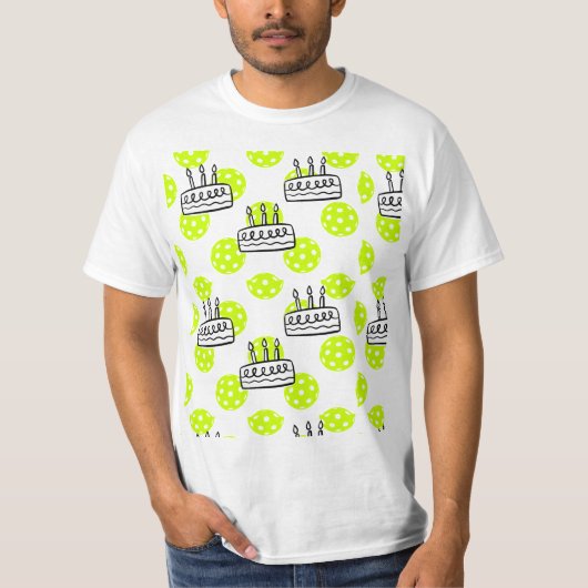 T-shirt Pickleball avec gâteau d'anniversaire sur arrière (Devant)