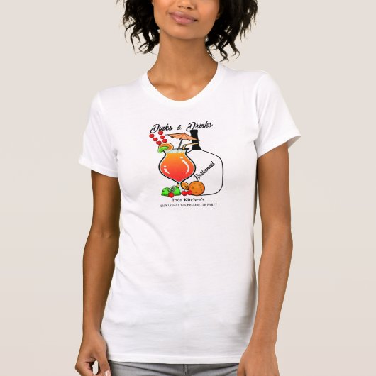T-shirt Pickleball Bachelorette Mariage Dinks & Boissons (Devant)