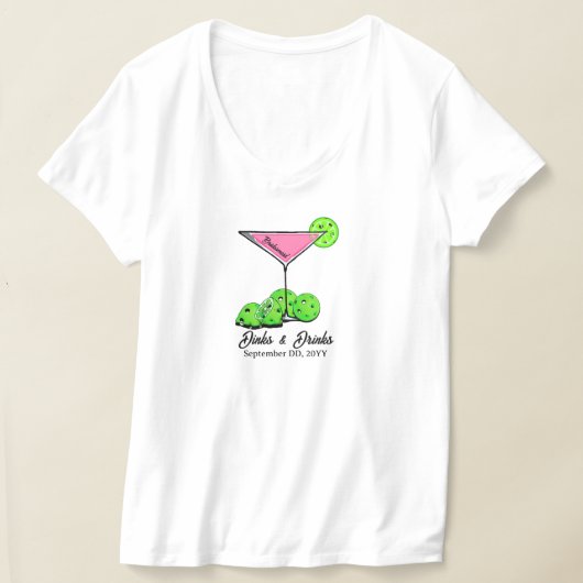 T-shirt Pickleball Bridal Shower Dinks & Drinks Customized (Poser)