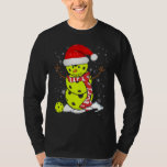 T-shirt Pickleball Christmas Snowman avec Casquette Père N<br><div class="desc">Pickleball Christmas Snowman avec Casquette Père Noël</div>