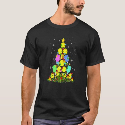 T-shirt Pickleball Christmas Tree Santa Pickleball X Mas L (Devant)