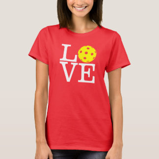 T-shirt Pickleball féminin : "LOVE" (Rouge)