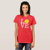 T-shirt Pickleball féminin : "LOVE" (Rouge) (Devant entier)