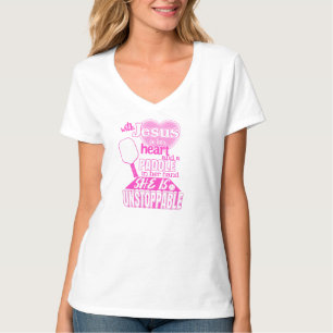 T-shirt Pickleball féminin Paddle and Jesus