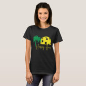 T-shirt Pickleball HAPPY HOUR Huge Sunset Palm Tree (Devant entier)