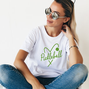 T-shirt Pickleball Heart Green & White Paddle