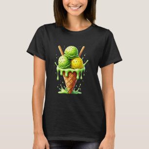 T-shirt Pickleball Ice Cream Cone Aquarelle Drôle Pickleb