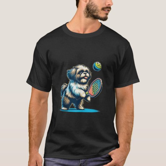 T-shirt Pickleball Jouer Chih Tzu Chien Chiot Chasse-Auteu (Devant)