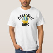 T-shirt Pickleball King, Pickleball Jaune portant une cour (Devant)