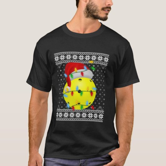 T-shirt Pickleball Lights Xmas Ugly Père Noël Pickleball C (Devant)