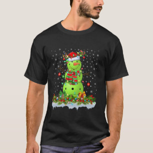 T-shirt Pickleball Noël Éclairage drôle Snowman Pickleball