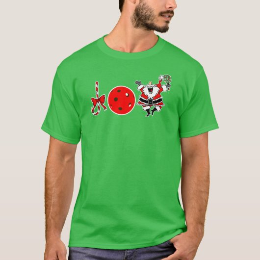 T-shirt Pickleball Noël Joie Sucre de canne Père Noël Noël (Devant)