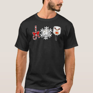 T-shirt Pickleball Noël Joie Sucre de canne Snowball Deer