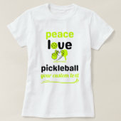 T-shirt Pickleball Peace and Love green text (Design devant)