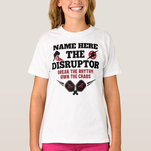 T-shirt Pickleball Personalized Name THE DISRUPTOR Chaos (Devant)