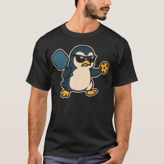 T-shirt Pickleball Pingouin Cool Avec Pagaie Et Balle