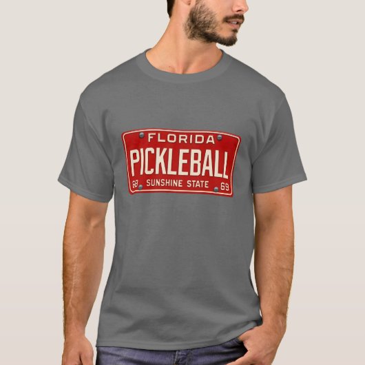 T-shirt Pickleball Player Fan Retro Florida License Plate (Devant)